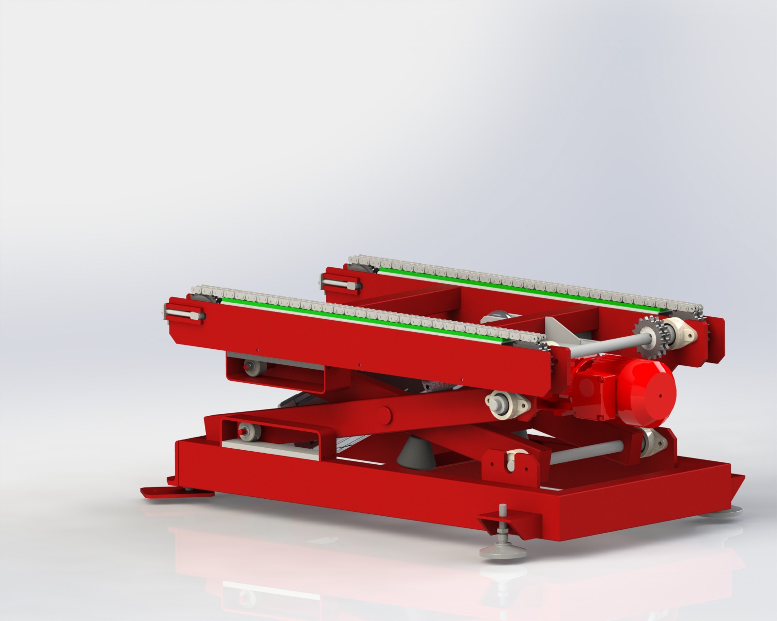 气缸升降链式输送机 3D图纸 机械设备设计素材3D模型文件